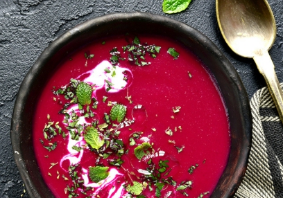 Beet Soup with Cheese Balls recipe